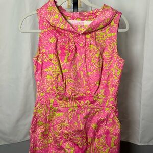 Lilly Pulitzer Bright Floral Sleeveless Dress in Hot Pink & Lime